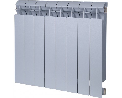 Радиатор биметаллический Global STYLE PLUS 500 8 секций боковое подключение (цвет cod.08 grigio argento opaco metallizzato 2676 (серый)) 155270 (155270)