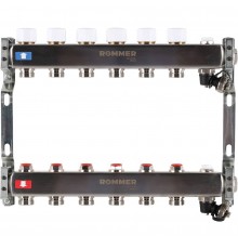 Коллектор из нержавеющей стали без расходомеров ROMMER, с клапаном вып. воздуха и сливом 6 выходов (RMS-3201-000006)