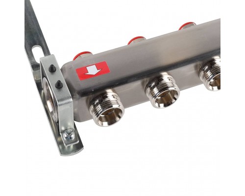 Коллектор из нержавеющей стали без расходомеров ROMMER, с клапаном вып. воздуха и сливом 6 выходов (RMS-3201-000006)