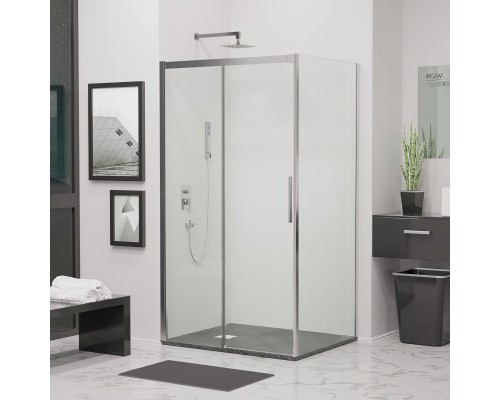 Душевой уголок RGW Leipzig LE-12+80 см (197-201)x80x195 профиль хром, стекло прозрачное