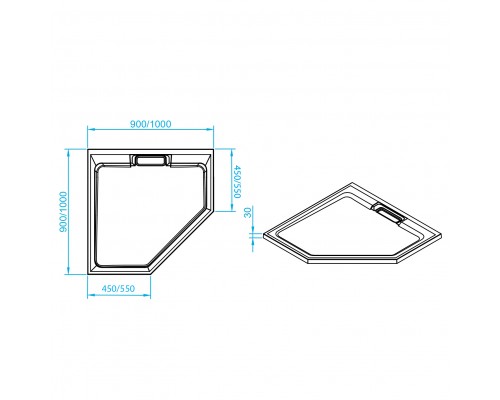 Душевой поддон трапеция RGW STA-61Be Бежевый  900x900