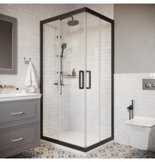 Душевой уголок STWORKI Карлстад 100x80 см профиль черный матовый, с поддоном Эстерсунд