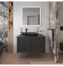 Мебель для ванной комнаты STWORKI Молде 95 антрацит, раковина BOCCHI Etna черная матовая
