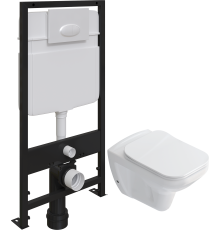 Комплект Унитаз подвесной STWORKI Дублин SETK3504-0605-001-1-6000 с микролифтом + Инсталляция EWRIKA ProLT 0026-2020 + Кнопка 0052 белая