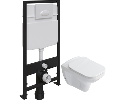 Комплект Унитаз подвесной STWORKI Дублин SETK3504-0605-001-1-6000 с микролифтом + Инсталляция EWRIKA ProLT 0026-2020 + Кнопка 0052 белая
