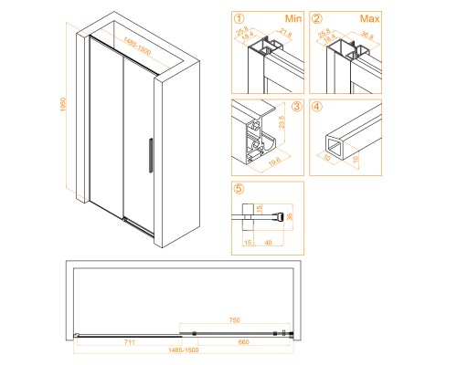 Душевая дверь RGW SV-12G 1500 Душевая дверь RGW SV-12G 1500