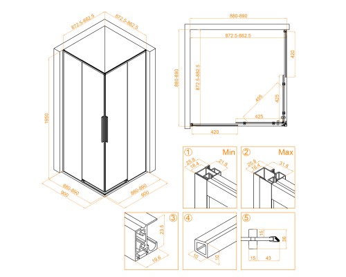 Душевой уголок RGW SV-31B 900x900 Душевой уголок RGW SV-31B 900x900