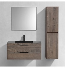 Мебель для ванной комнаты Vincea Chiara 2D 100, 2 ящика, темный дуб, с черной раковиной