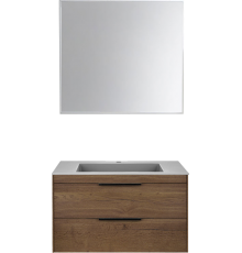 Мебель для ванной комнаты Vincea Chiara 2D 80, 2 ящика, дуб табак, с серой раковиной