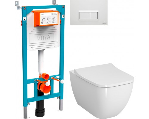 Комплект Унитаз подвесной VitrA Shift 7742B003-0075 белый глянцевый + Крышка DIWO Шифт 0405 с микролифтом + Инсталляция 800-2012 с кнопкой смыва, белая