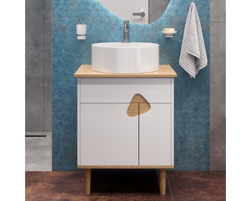 Тумба с раковиной VOQ Sense 60 ultra white natural oak