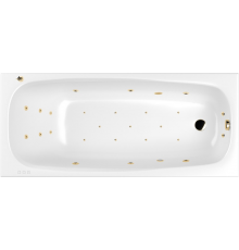 Акриловая ванна WHITECROSS Layla ULTRA 180x80 см, с гидромассажем, с каркасом, со сливом-переливом, фурнитура золото