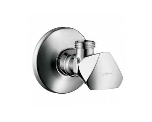 Hansgrohe E Угловой вентиль с рукояткой, подключение 1/2, отвод 3/8, цвет: хром. 13902000 Hansgrohe E Угловой вентиль с рукояткой, подключение 1/2, отвод 3/8, цвет: хром. 13902000