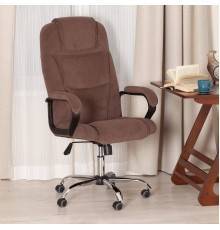 Кресло руководителя TetChair Bergamo 22, хром, флок коричневый 6
