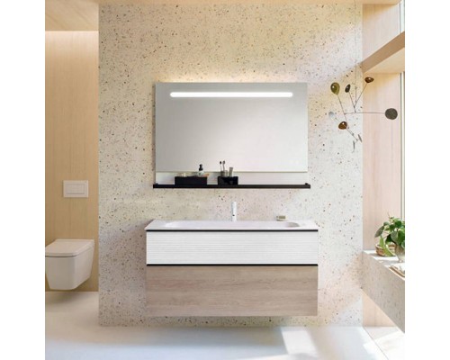 Burgbad Fiumo Комплект подвесной мебели 122х49х61см, с раковиной на 1 отв., ручки черные матовые, цвет: белый матовый / Eiche Dekor Cashmere. SFXN122F3959FOT02G0200C0001*1