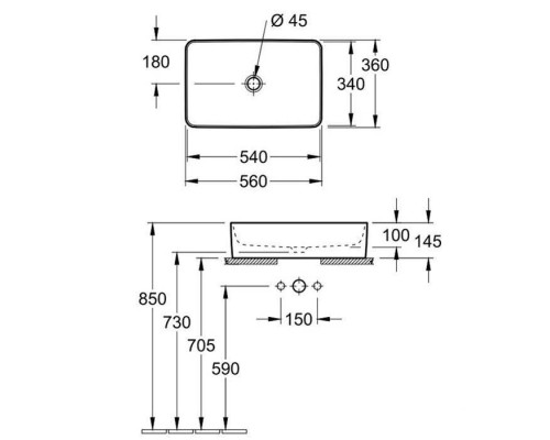 VilleroyBoch Collaro Раковина накладная 56х36х14.5см., без отв., цвет: альпийский белый. 4A205601