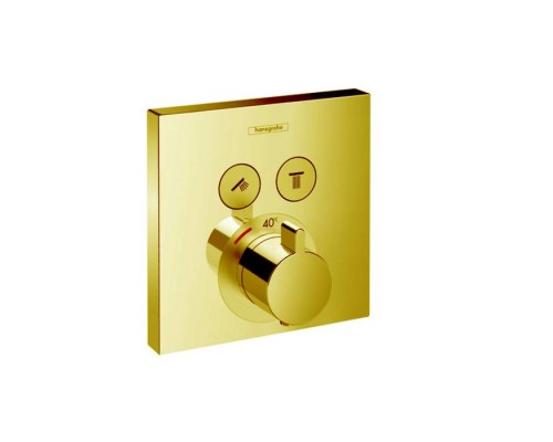 Hansgrohe ShowerSelect Термостат для душа, 2 источника, внешняя часть, цвет: золото. 15763990 Hansgrohe ShowerSelect Термостат для душа, 2 источника, внешняя часть, цвет: золото. 15763990