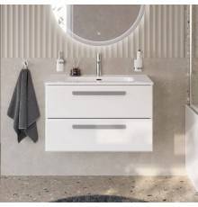 Тумба с раковиной Cezares Eco Cer-N 80, bianco lucido, раковина Duet 80, ручки серые