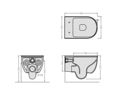 Artceram The One Унитаз 35x52см., подвесной, Rimless, цвет: foresta. THV001 43 00 Акция