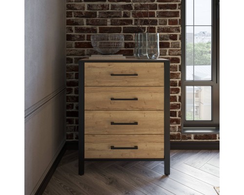 Комод DIWO Элиста 70 дуб крафт золотой, черный