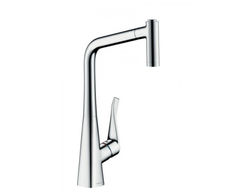 Hansgrohe Metris Смеситель для кухни на 1 отв, поворотный и выдвижной излив 2jet, цвет: хром. 14820000 Hansgrohe Metris Смеситель для кухни на 1 отв, поворотный и выдвижной излив 2jet, цвет: хром. 14820000