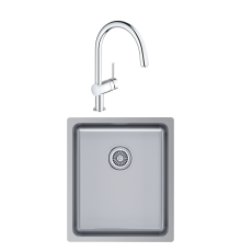 Комплект Мойка Paulmark Vista PM904438-BS брашированная нержавеющая сталь + Смеситель Grohe Minta 3291800E хром
