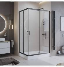 Душевой уголок BelBagno Uno -195 AH 2 100/80 C Nero профиль черный, стекло прозрачное