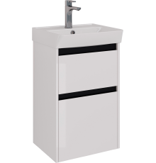 Тумба с раковиной Lemark Combi 45 черная, белая глянцевая