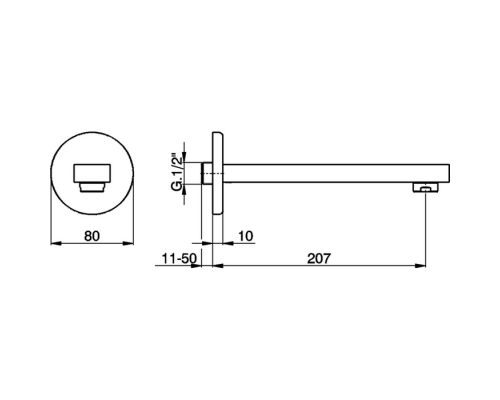 CISAL Roadster Излив настенный 207 мм для ванны, цвет: хром. RR00024021