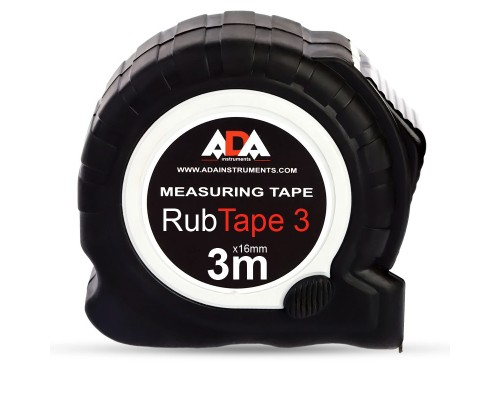 Рулетка ударопрочная ADA RubTape 3 с полимерным покрытием ленты (сталь, с двумя СТОПами, 3 м)