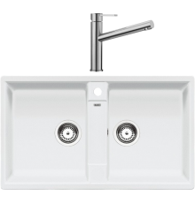 Комплект Мойка кухонная Blanco Zia 9 белая + Смеситель Ambis Ambis 523118