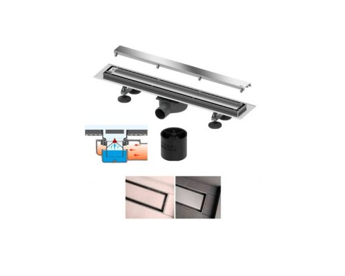 TECElinus Комплект для монтажа дренажного канала 2 в 1: основа для плитки tile и панель steel, 60см., цвет: хром. 15103069