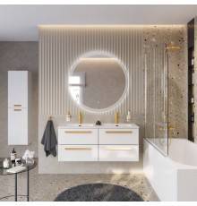 Мебель для ванной комнаты Cezares Eco Cer-N 120, 4 ящика, bianco lucido, раковина Eco 120, двойная, ручки сатиновое золото