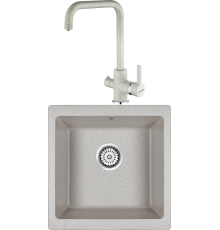 Комплект Мойка кухонная Paulmark Brilon PM104546-GR серый + Смеситель Logas Lo213021-310 серый