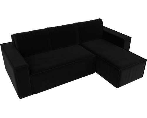 Угловой диван Лига Диванов Куба R микровельвет черный