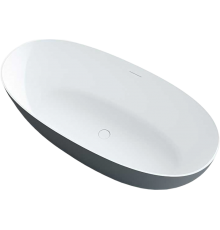 Ванна из искусственного камня Vincea VBT-6S01MG 170x75 см, отдельностоящая, овальная, со сливом-переливом, серая, белая матовая