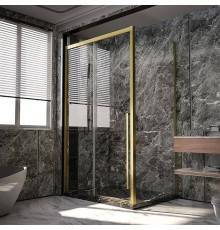 Душевой уголок Veconi Premium Trento PTC-SP-30G 130x80, профиль брашированное золото, стекло прозрачное