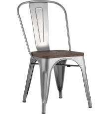 Стул Stool Group Tolix Wood серебристый матовый, темное дерево