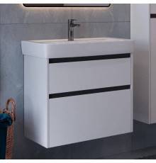 Тумба под раковину Lemark Combi 80 черная, белая глянцевая