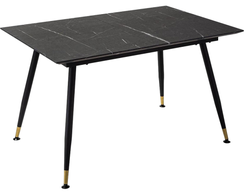 Обеденный стол R-Home Месси 120 см, раскладной, мрамор графит, ножки черные