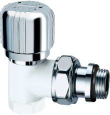 Вентиль FAR LadyFAR FL 0119 12P 1/2" ВР, термостатический, угловой, уплотнение epdm, серебро, белая эмаль