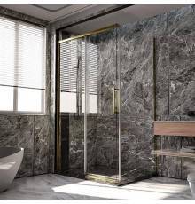 Душевой уголок Veconi Premium Trento PTC-SP-40G 150x90, профиль брашированное золото, стекло прозрачное