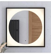 Зеркало Defesto Eclipse DF 2232R 70х70 черная рама, с LED-подсветкой, 3000К, инфракрасный выключатель