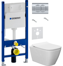Комплект Унитаз подвесной Ideal Standard I Life B T461401 безободковый, euro white + Крышка T500301 с микролифтом + Инсталляция Geberit Duofix Delta 458.149.21.1 с кнопкой смыва, хром + Шумоизоляция 156.050.00.1