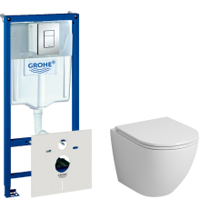 Комплект Унитаз подвесной Grossman GR-4455S безободковый + Инсталляция Grohe Rapid SL 38772001 3 в 1 с кнопкой смыва + Шумоизоляция 37131000