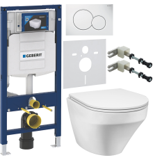 Комплект Унитаз подвесной AM.PM Inspire FlashClean C501700WH + Крышка C507853WH с микролифтом + Инсталляция Geberit Duofix UP 320 111.300.00.5 + Кнопка Sigma 01 115.770.11.5 белая + Крепления 111.815.00.1 к стене + Шумоизоляция 156.050.00.1