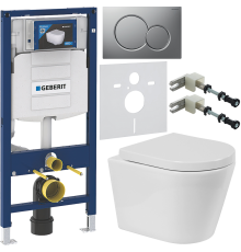 Комплект Унитаз подвесной BelBagno Flay-r + Крышка Norma BB865SC с микролифтом + Инсталляция Geberit Duofix UP 320 111.300.00.5 + Кнопка Sigma 01 115.770.JQ.5 лакированная, матовый хром + Крепления 111.815.00.1 к стене + Шумоизоляция