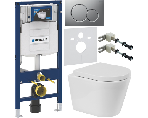 Комплект Унитаз подвесной BelBagno Flay-r + Крышка Norma BB865SC с микролифтом + Инсталляция Geberit Duofix UP 320 111.300.00.5 + Кнопка Sigma 01 115.770.JQ.5 лакированная, матовый хром + Крепления 111.815.00.1 к стене + Шумоизоляция