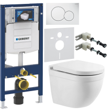 Комплект Унитаз подвесной BelBagno Senso -R BB017CHR + Крышка Norma BB865SC с микролифтом + Инсталляция Geberit Duofix UP 320 111.300.00.5 + Кнопка Sigma 01 115.770.11.5 белая + Крепления 111.815.00.1 к стене + Шумоизоляция 156.050.00.1