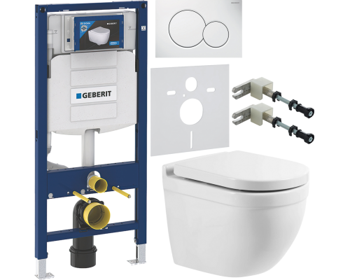 Комплект Унитаз подвесной BelBagno Senso -R BB017CHR + Крышка Norma BB865SC с микролифтом + Инсталляция Geberit Duofix UP 320 111.300.00.5 + Кнопка Sigma 01 115.770.11.5 белая + Крепления 111.815.00.1 к стене + Шумоизоляция 156.050.00.1